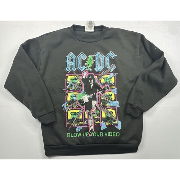 DC Tops - AC/DC Blow Up Your Video Crew Neck Sweatshirt Small * Black
